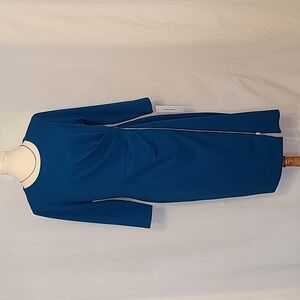 Calvin Klein Teal ​Asymmetric Zip Sheath Dress